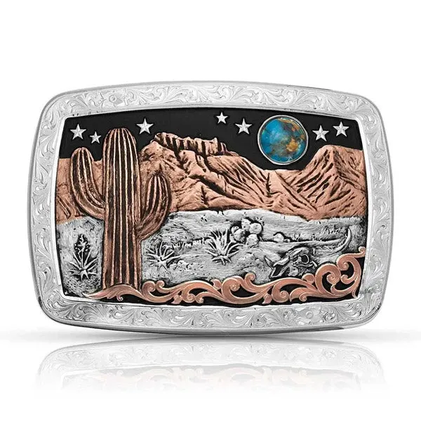 42110 Desert Moon Turquoise Cactus Belt Buckle