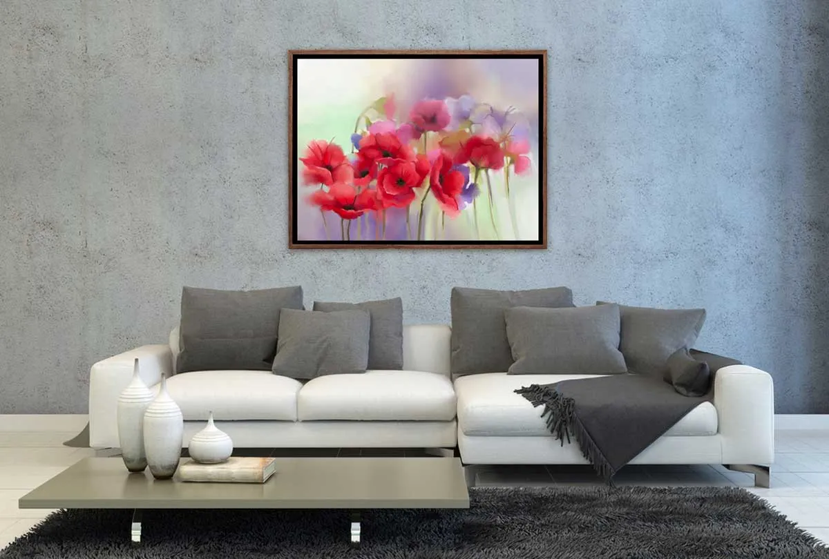 Abstract Red Flowers | Canvas Wall Art Print