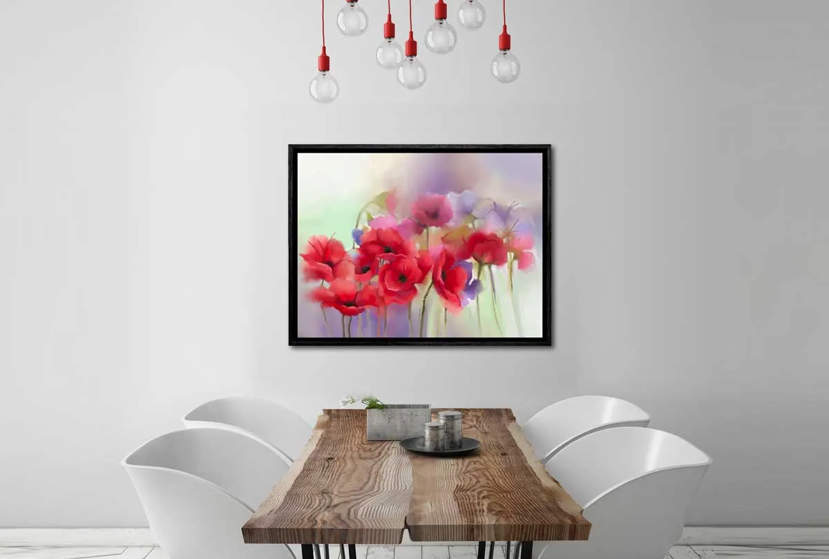 Abstract Red Flowers | Canvas Wall Art Print
