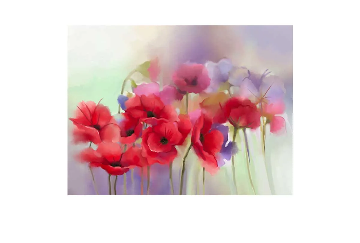 Abstract Red Flowers | Canvas Wall Art Print