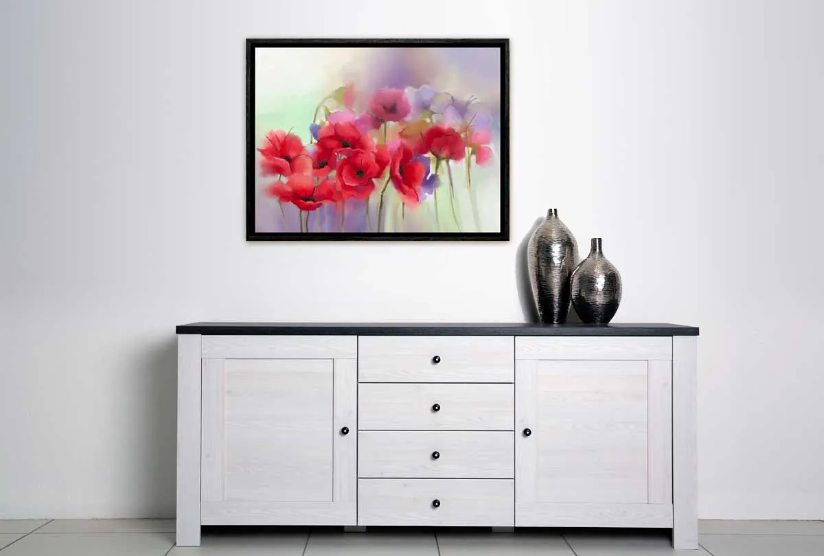 Abstract Red Flowers | Canvas Wall Art Print