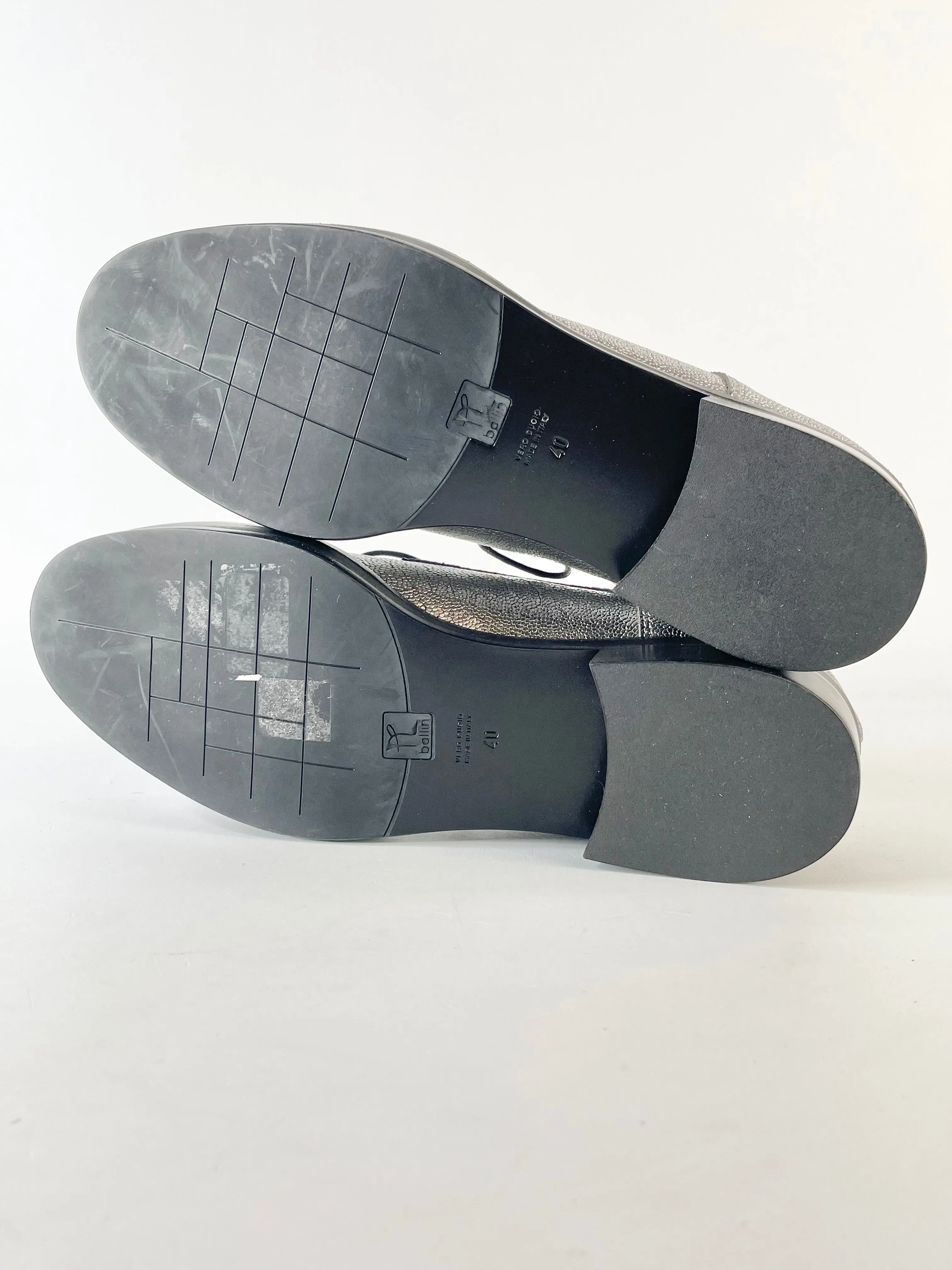 Ballin Silver Leather Textured Dress Shoes - EU40