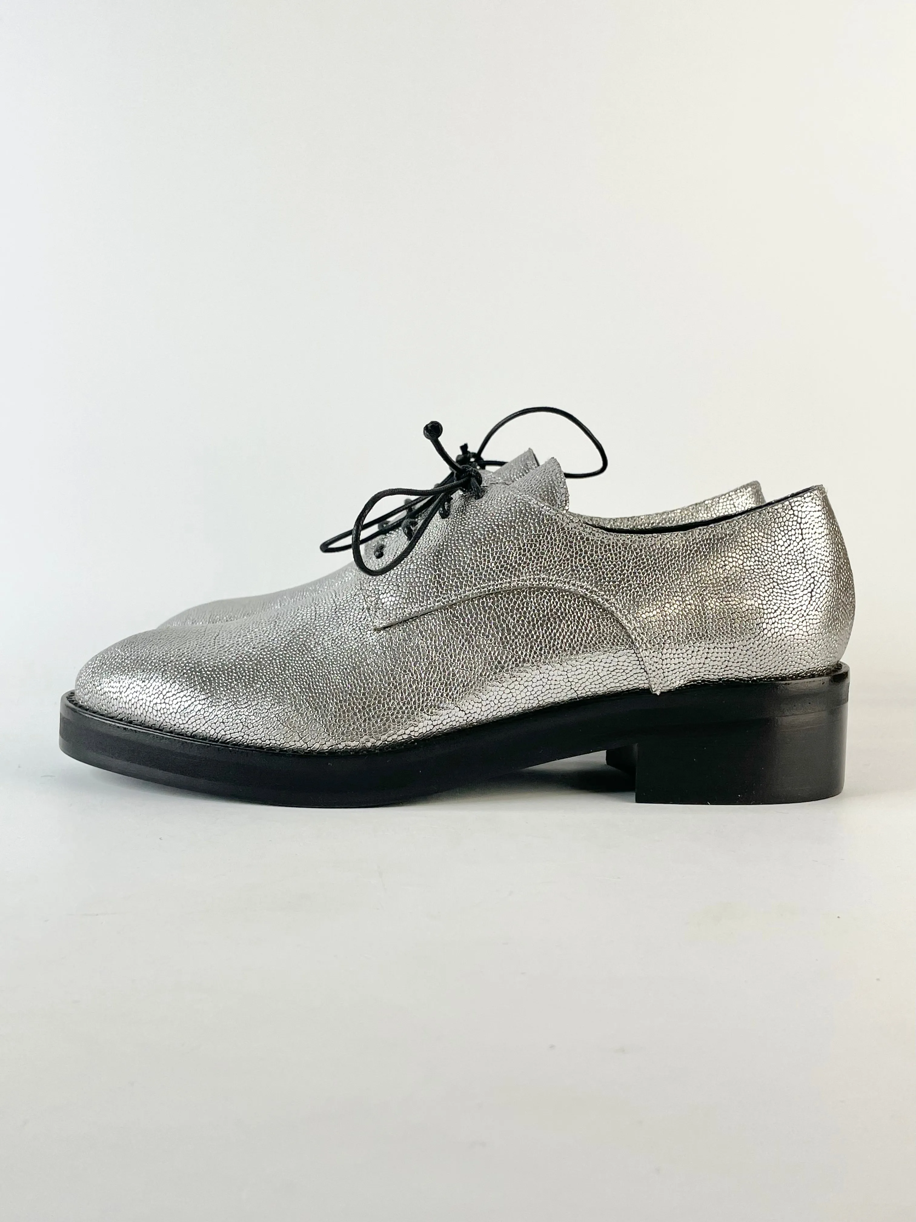 Ballin Silver Leather Textured Dress Shoes - EU40