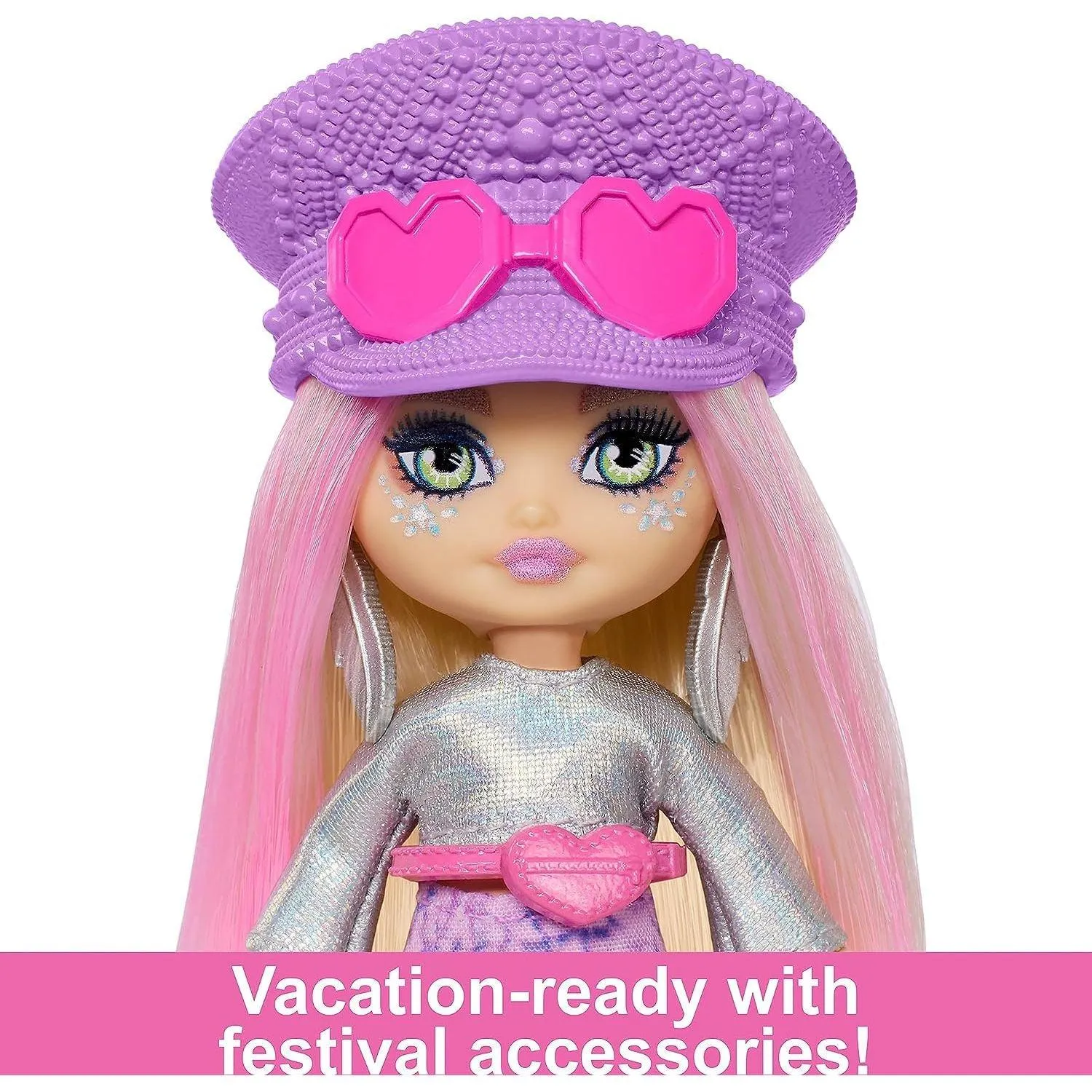 Barbie Extra Mini Minis Travel Doll with Metallic Desert Fashion and Festival Accessories, Barbie Extra Fly Small Doll