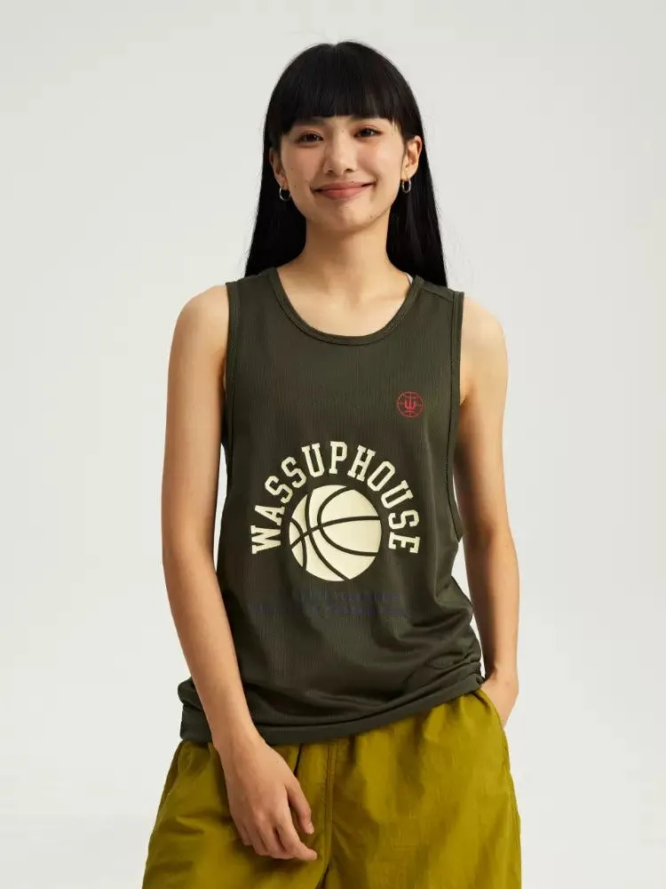 Basketball Logo Print Tank Top