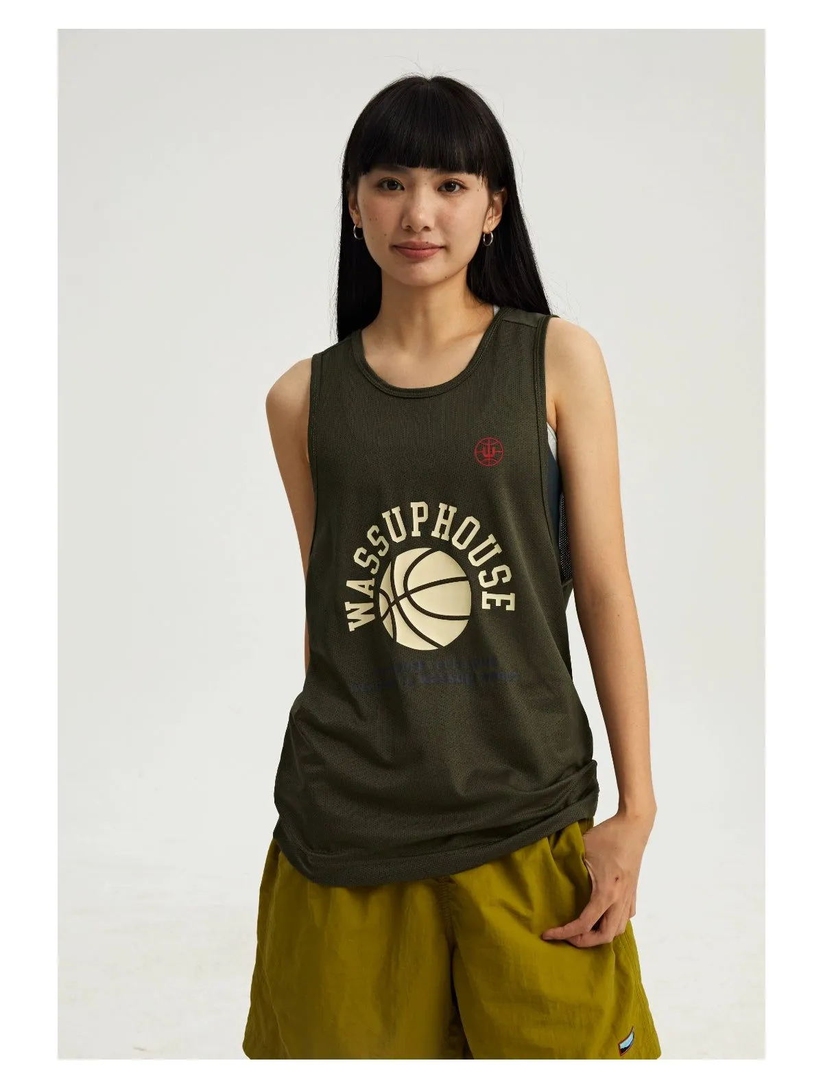 Basketball Logo Print Tank Top