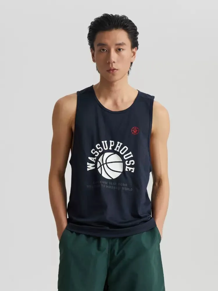 Basketball Logo Print Tank Top