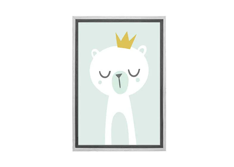 Bear with Crown Blue Gold | Scandinavian Kid's Wall Art Print