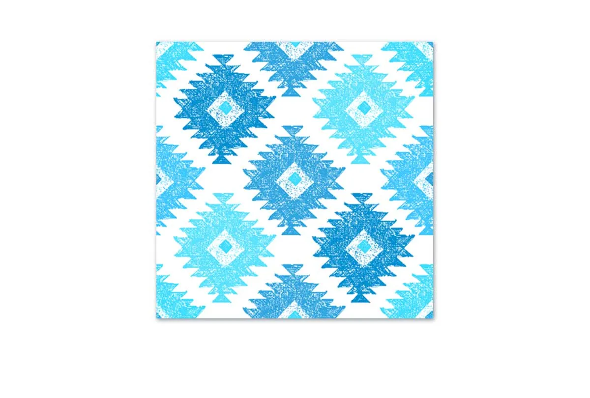 Blue Aqua Tribal Pattern | Canvas Wall Art Print