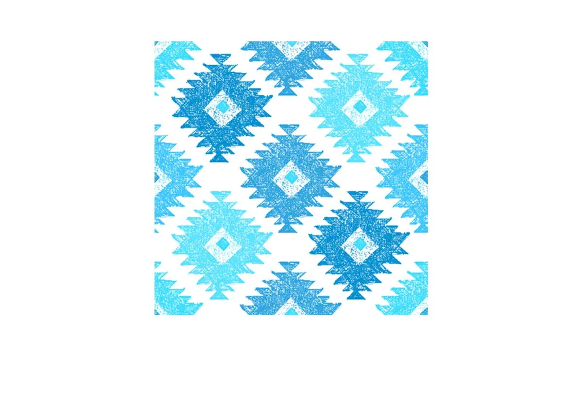 Blue Aqua Tribal Pattern | Canvas Wall Art Print