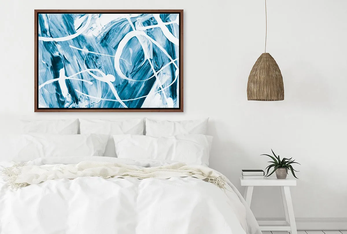 Blue White Abstract Painting | Canvas Wall Art Print