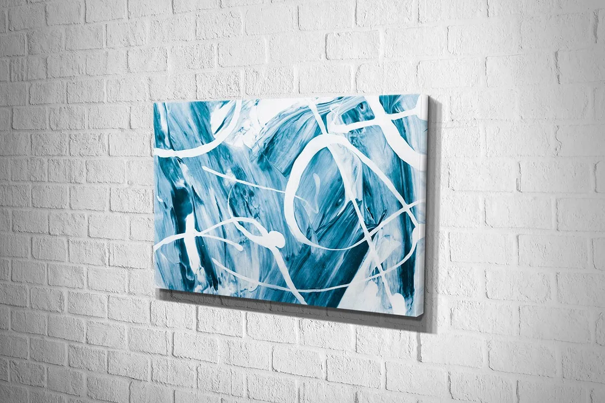 Blue White Abstract Painting | Canvas Wall Art Print