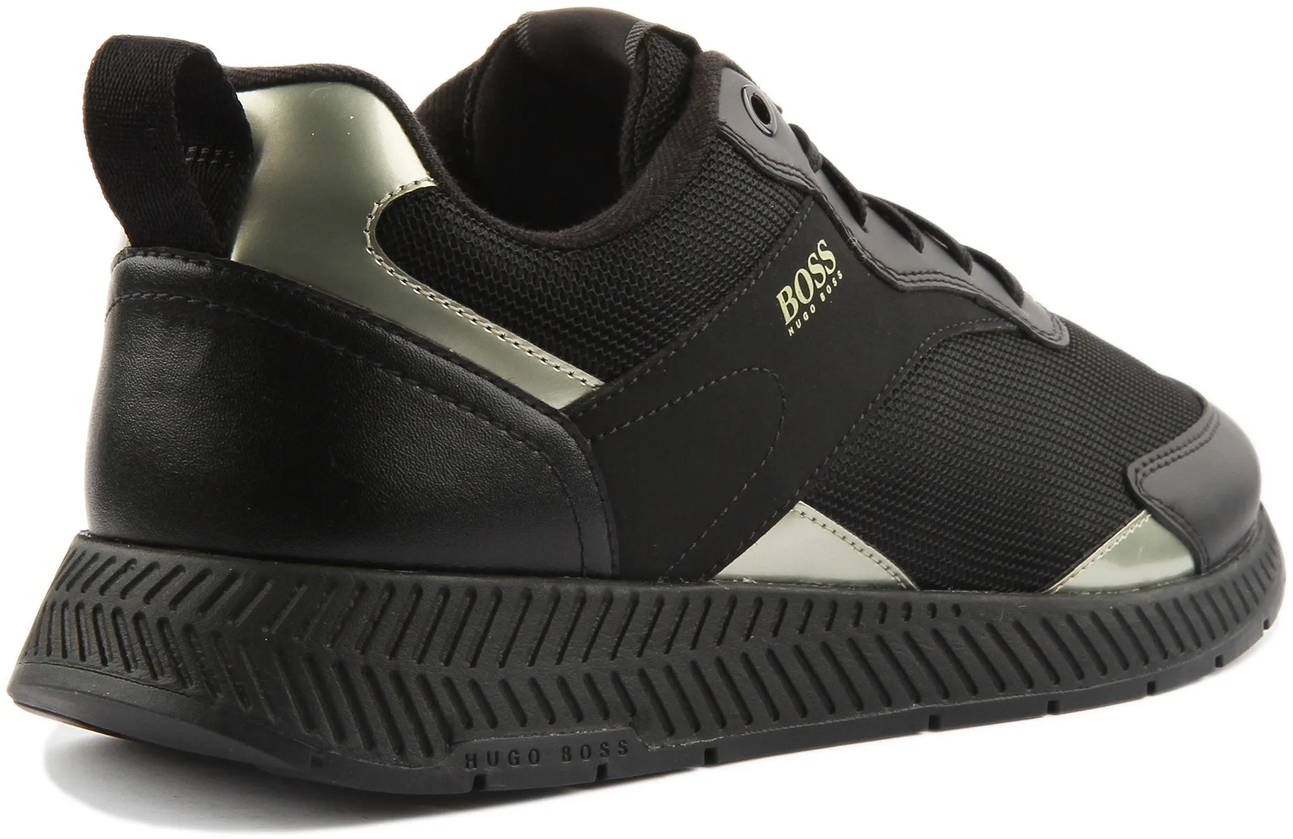 Boss Titanium Trainers In Black Gold For Men