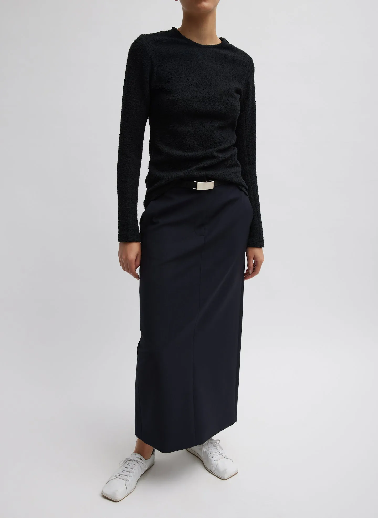 Boucle Knit Long Sleeve Circular Top