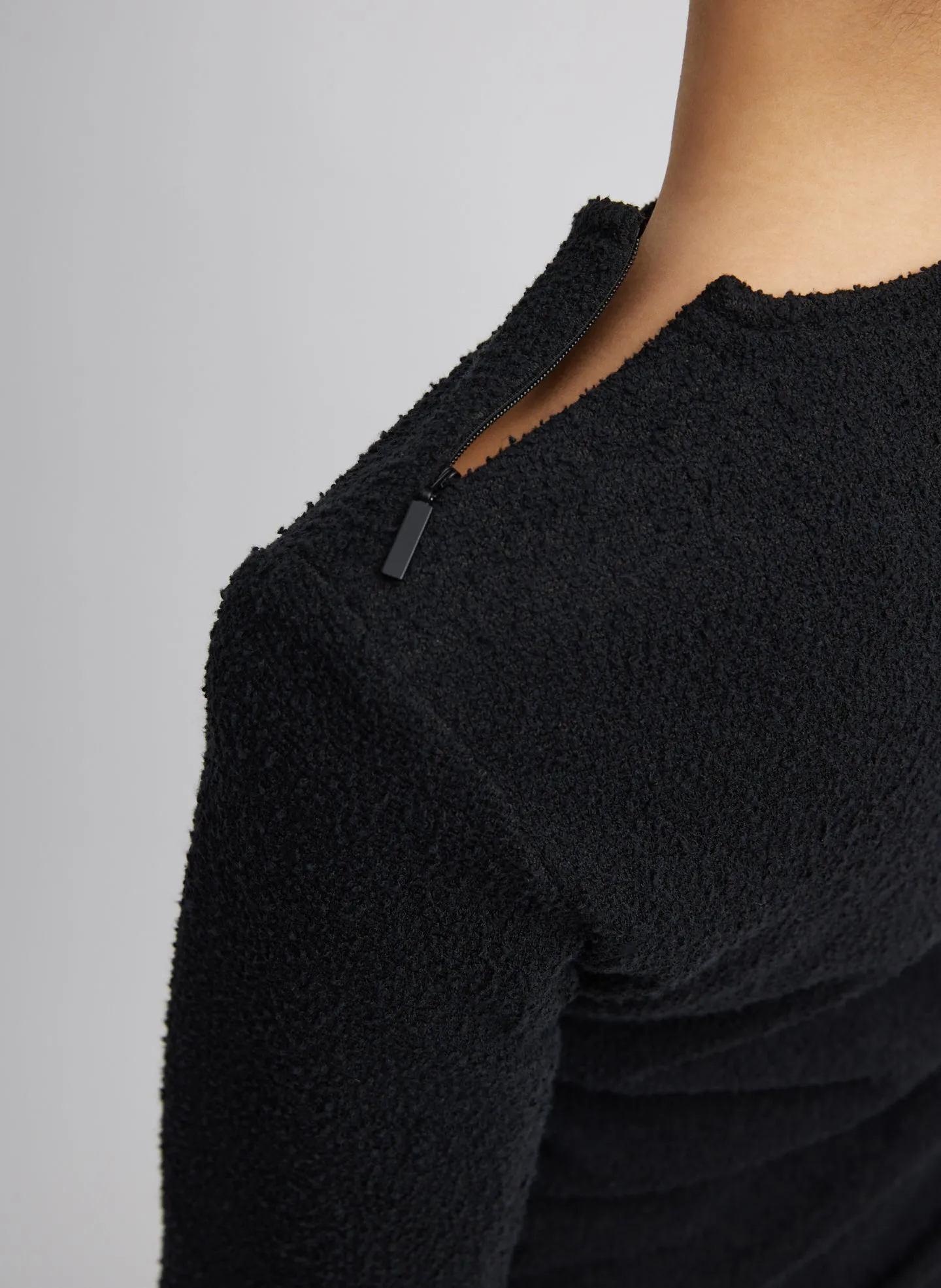 Boucle Knit Long Sleeve Circular Top