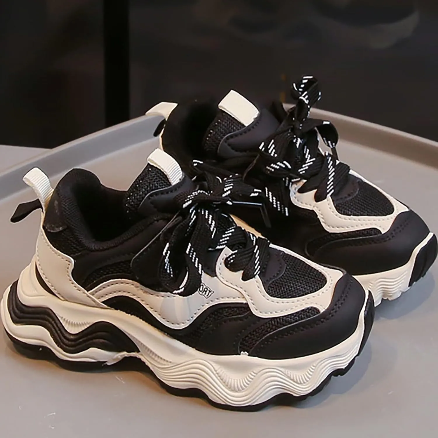 Boys Girls Tennis Casual Walking Shoes Kids Running Non-Slip Mesh Sneakers Toddler Lace-Up Soft Sole Anti Slip Shoes