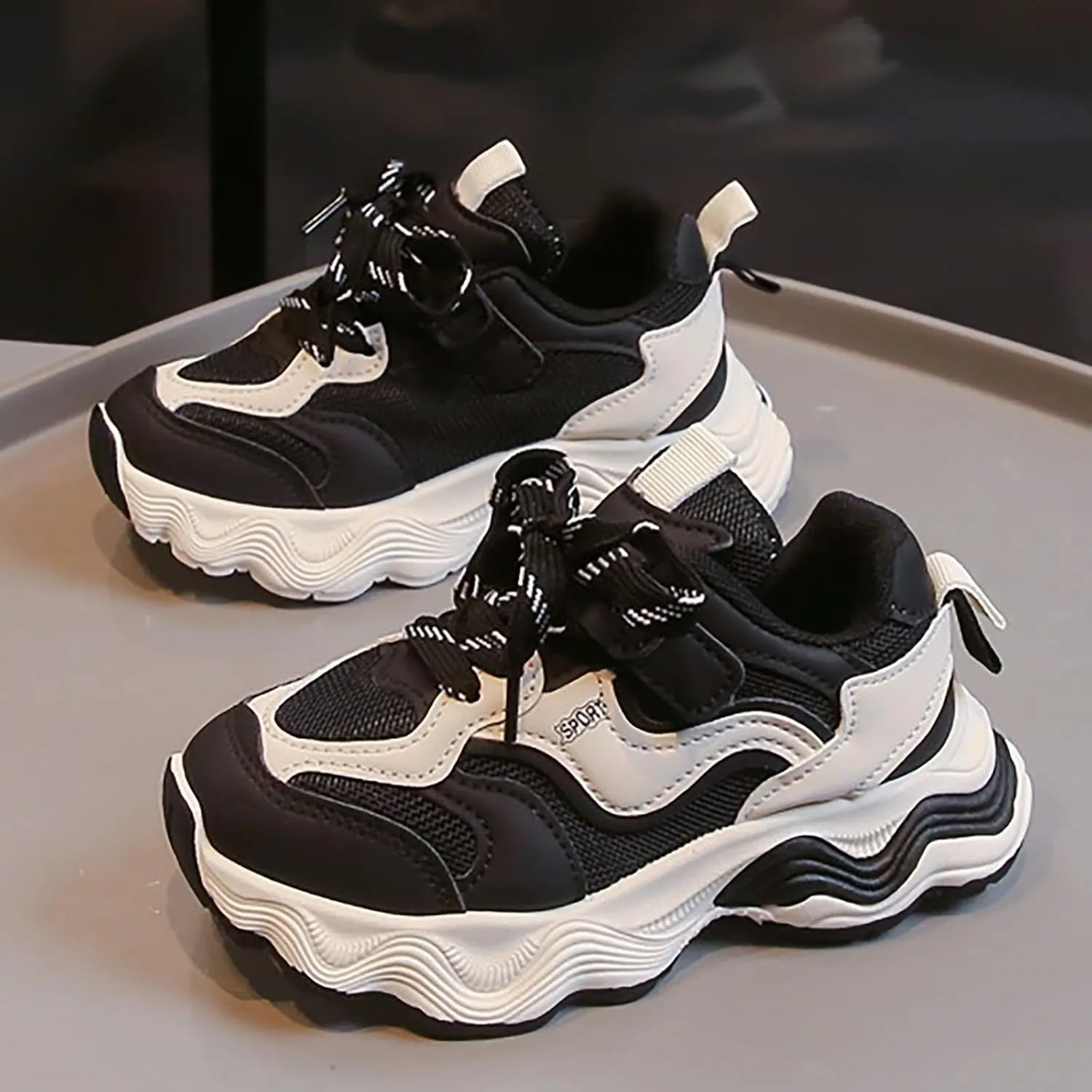 Boys Girls Tennis Casual Walking Shoes Kids Running Non-Slip Mesh Sneakers Toddler Lace-Up Soft Sole Anti Slip Shoes