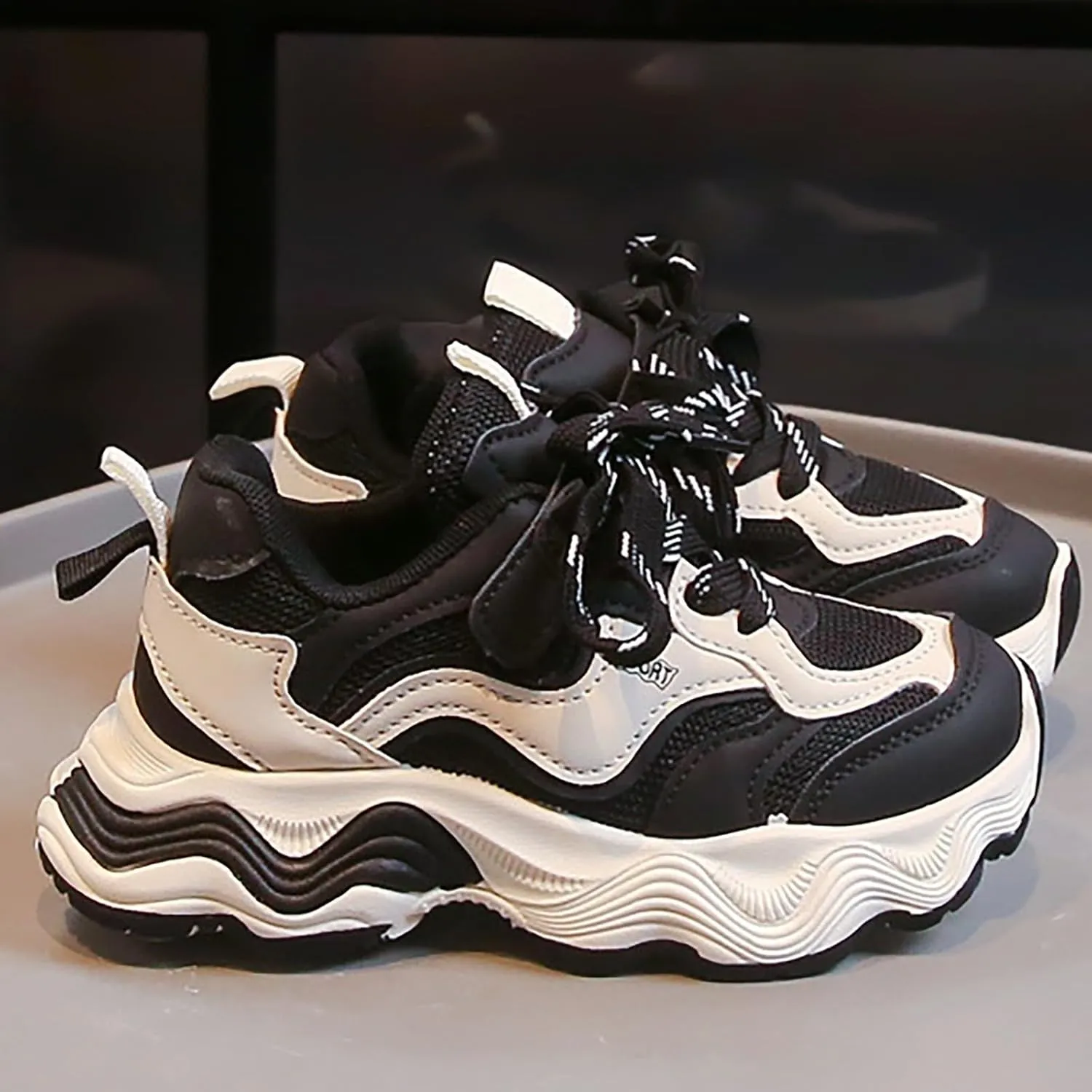 Boys Girls Tennis Casual Walking Shoes Kids Running Non-Slip Mesh Sneakers Toddler Lace-Up Soft Sole Anti Slip Shoes