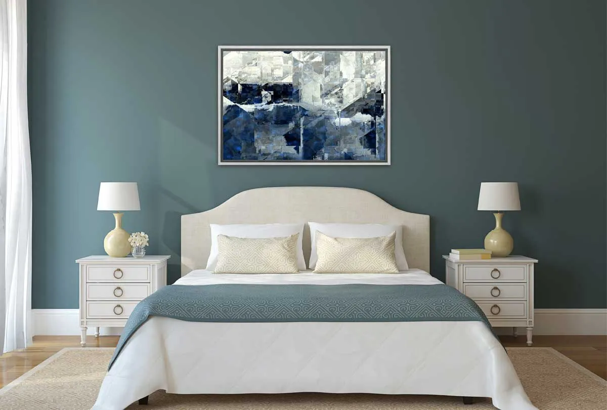 Deep Blue and Grey Abstract | Canvas Wall Art Print