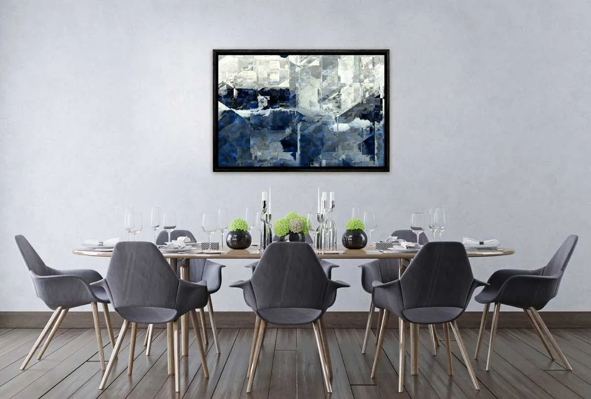 Deep Blue and Grey Abstract | Canvas Wall Art Print