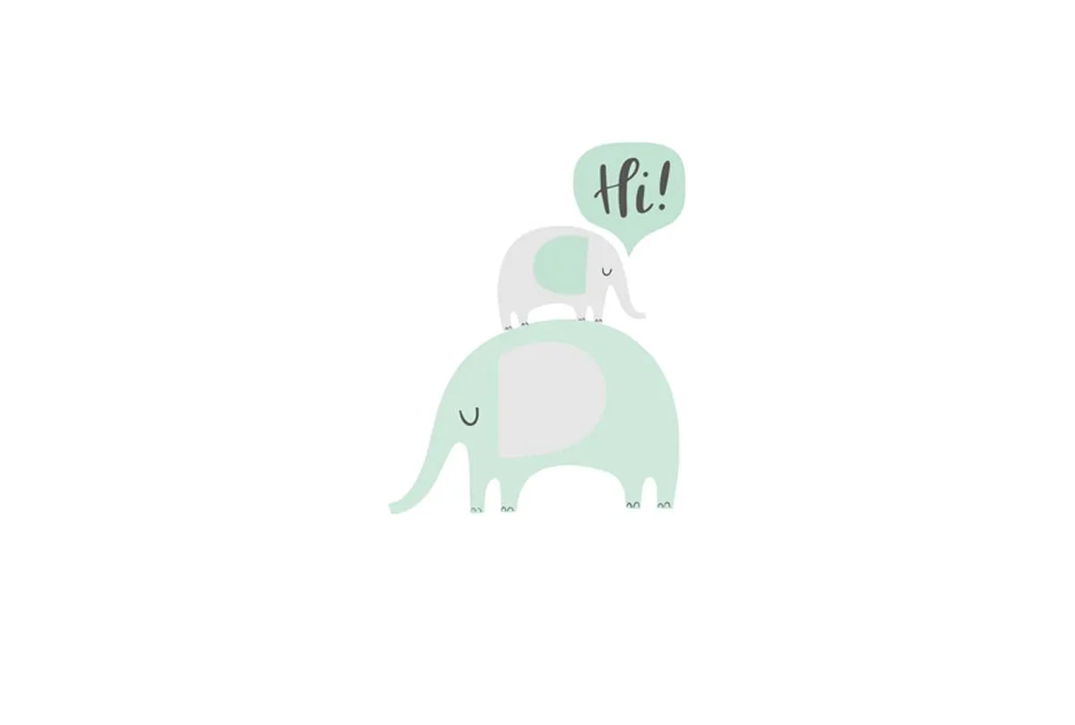 Elephants Teal | Scandinavian Kid's Wall Art Print
