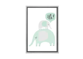 Elephants Teal | Scandinavian Kid's Wall Art Print
