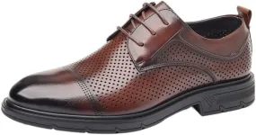 Formal Shoes Dress Oxford for Men Breathable Leather Lace-up Shoe Casual and Formal Tuxedo Shoes for Men Comfortable Men’s Leather Dress Shoes Anti-Slip Slip Resistant Rubber Sole Outdoor