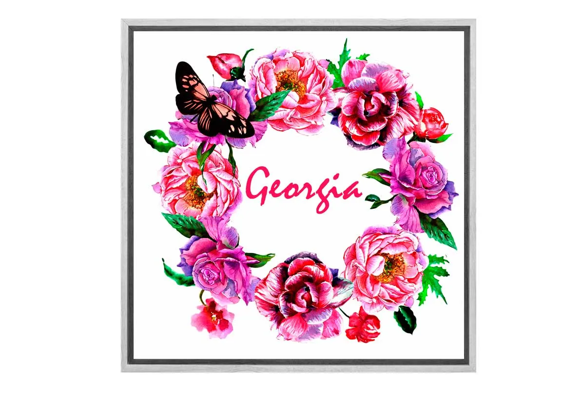 Girls’ Personalised Floral Wreath | Kids Wall Art Print