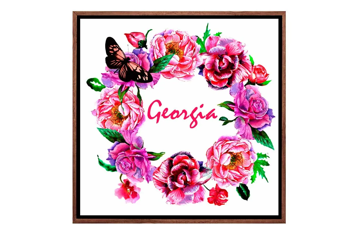 Girls’ Personalised Floral Wreath | Kids Wall Art Print