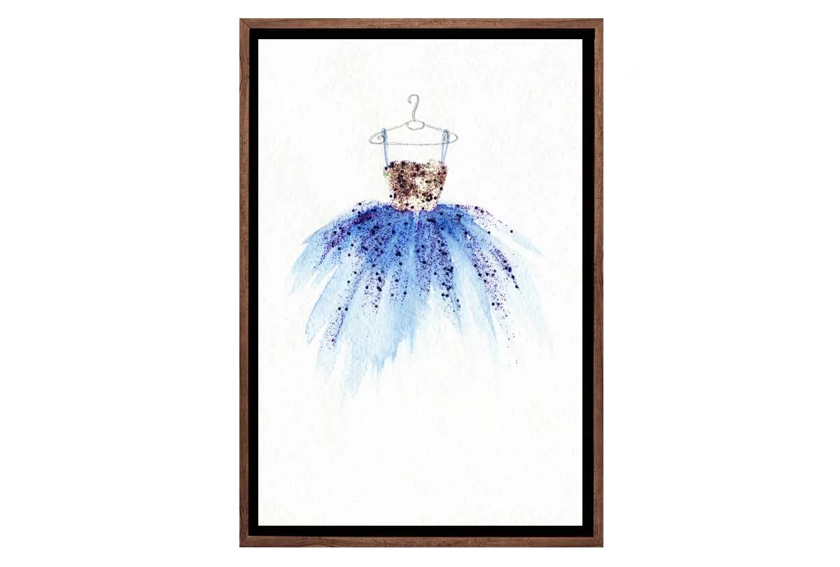 Gold Blue Dress | Fashion Canvas Wall Art Print