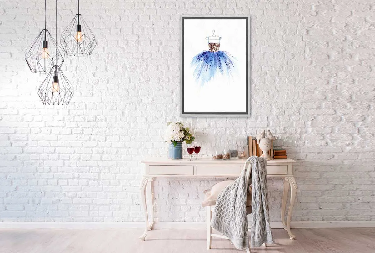 Gold Blue Dress | Fashion Canvas Wall Art Print