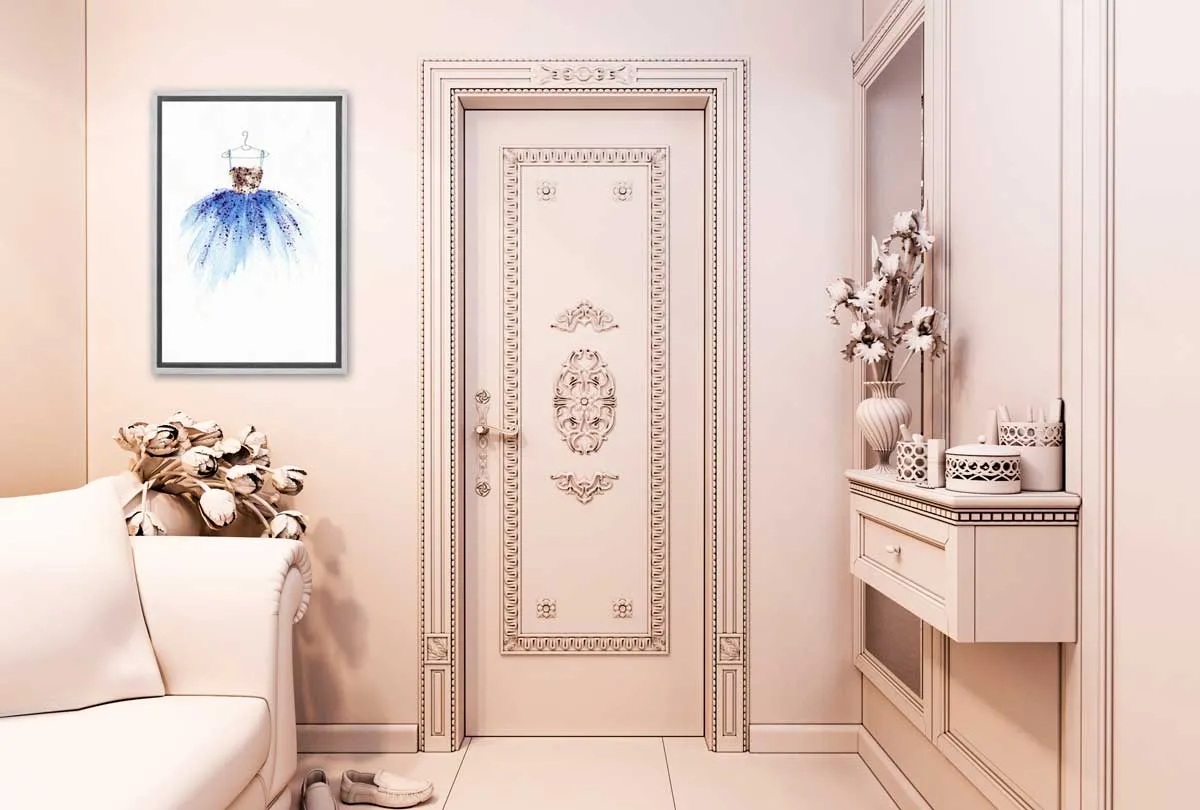 Gold Blue Dress | Fashion Canvas Wall Art Print
