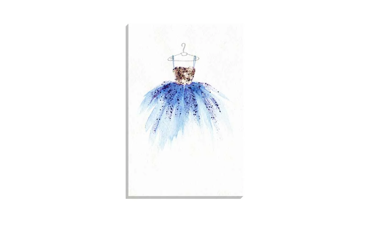 Gold Blue Dress | Fashion Canvas Wall Art Print