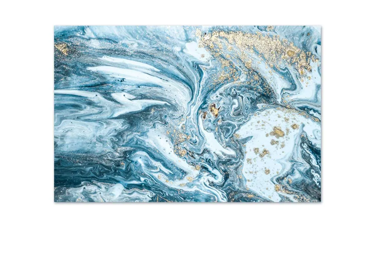 Green Teal Gold Abstract | Canvas Wall Art Print