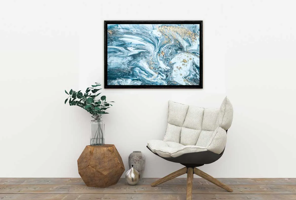 Green Teal Gold Abstract | Canvas Wall Art Print