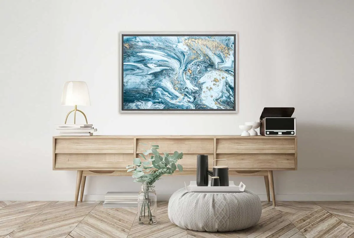 Green Teal Gold Abstract | Canvas Wall Art Print