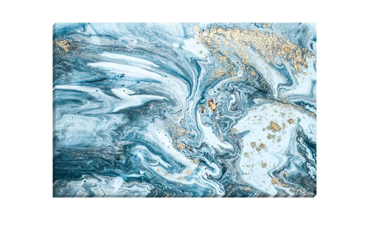 Green Teal Gold Abstract | Canvas Wall Art Print