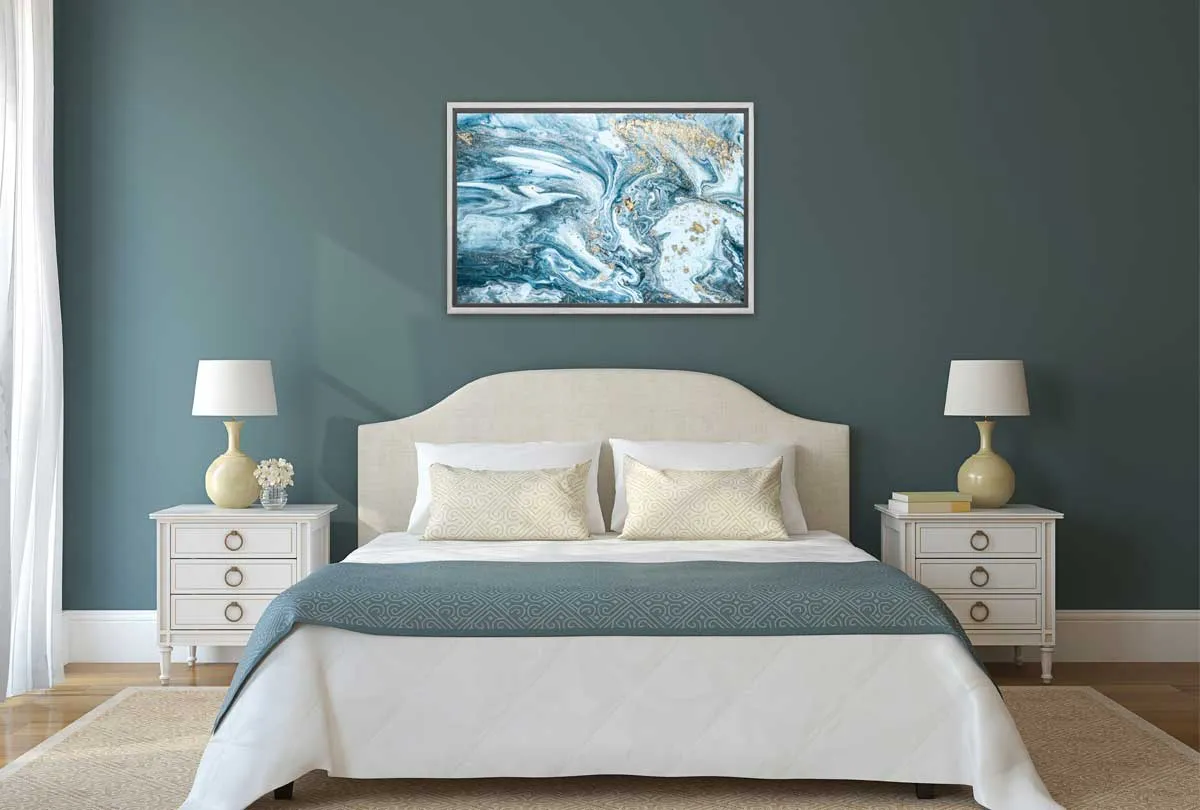 Green Teal Gold Abstract | Canvas Wall Art Print