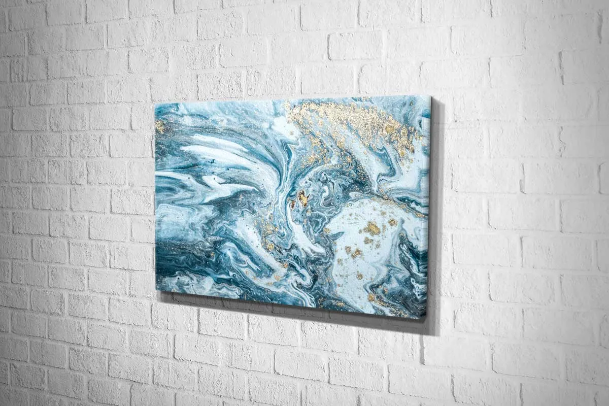 Green Teal Gold Abstract | Canvas Wall Art Print