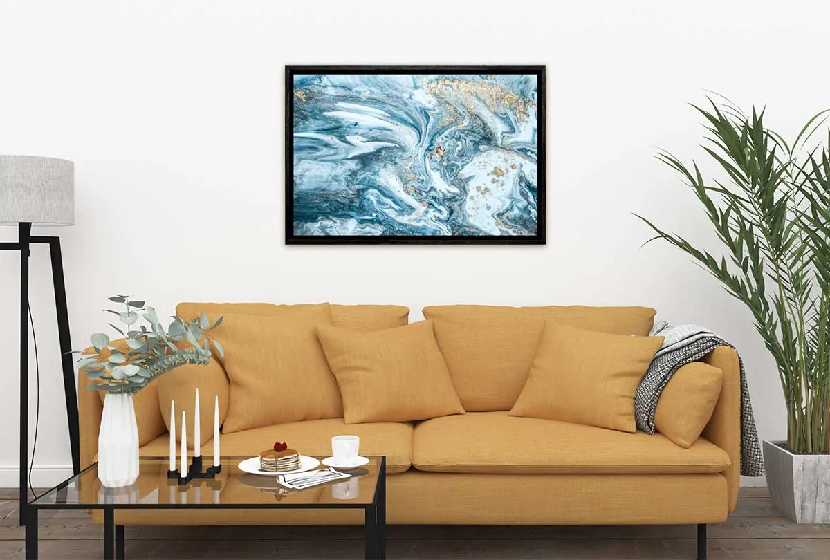 Green Teal Gold Abstract | Canvas Wall Art Print