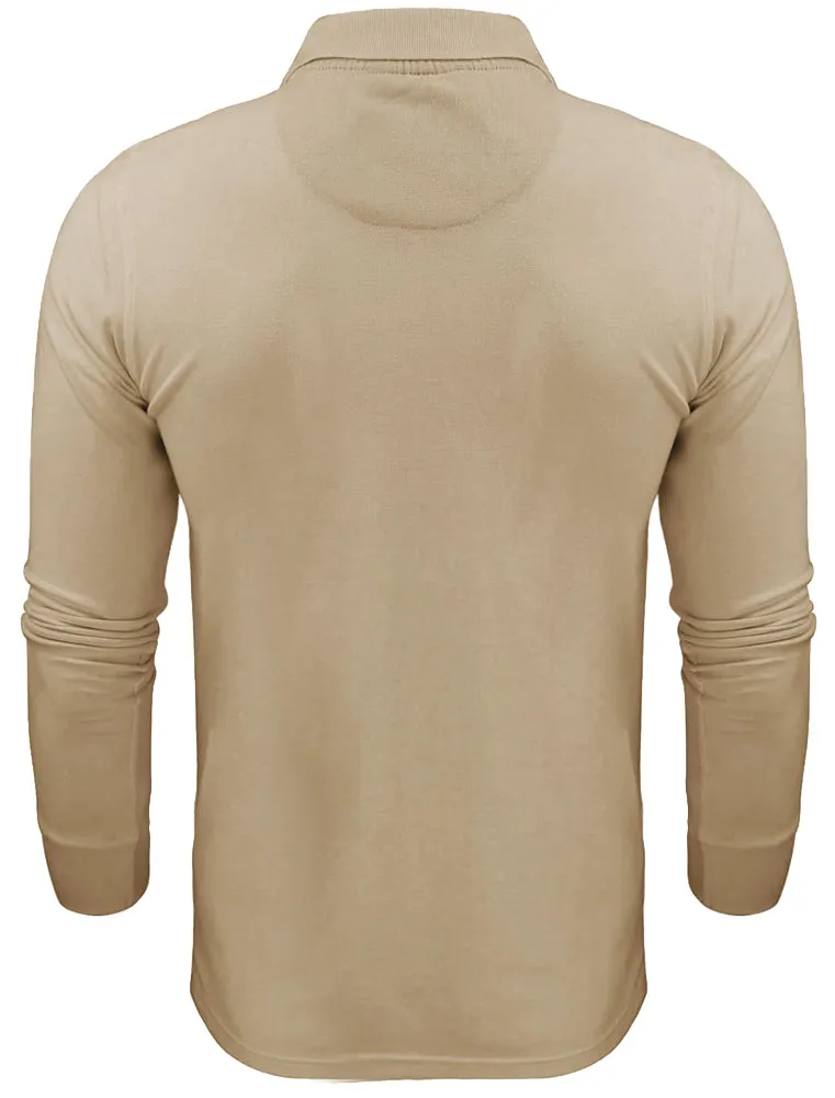Howell Long Sleeve Polo Shirt in Mushroom