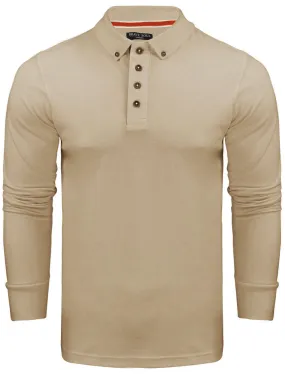 Howell Long Sleeve Polo Shirt in Mushroom