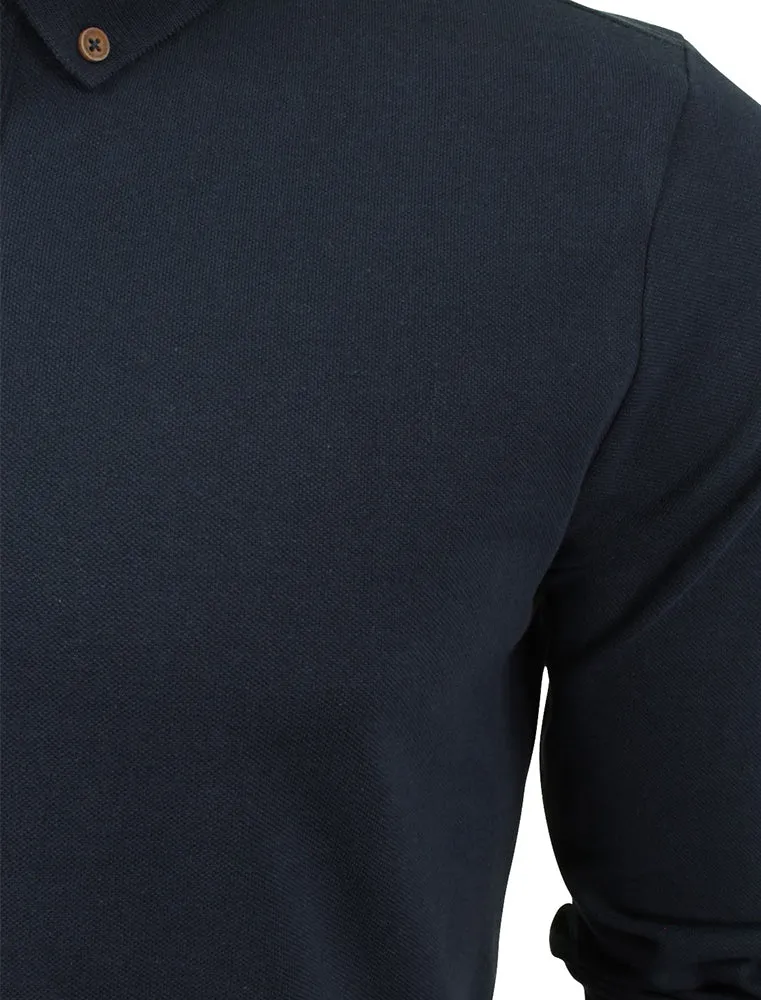 Howell Long Sleeve Polo Shirt in Navy
