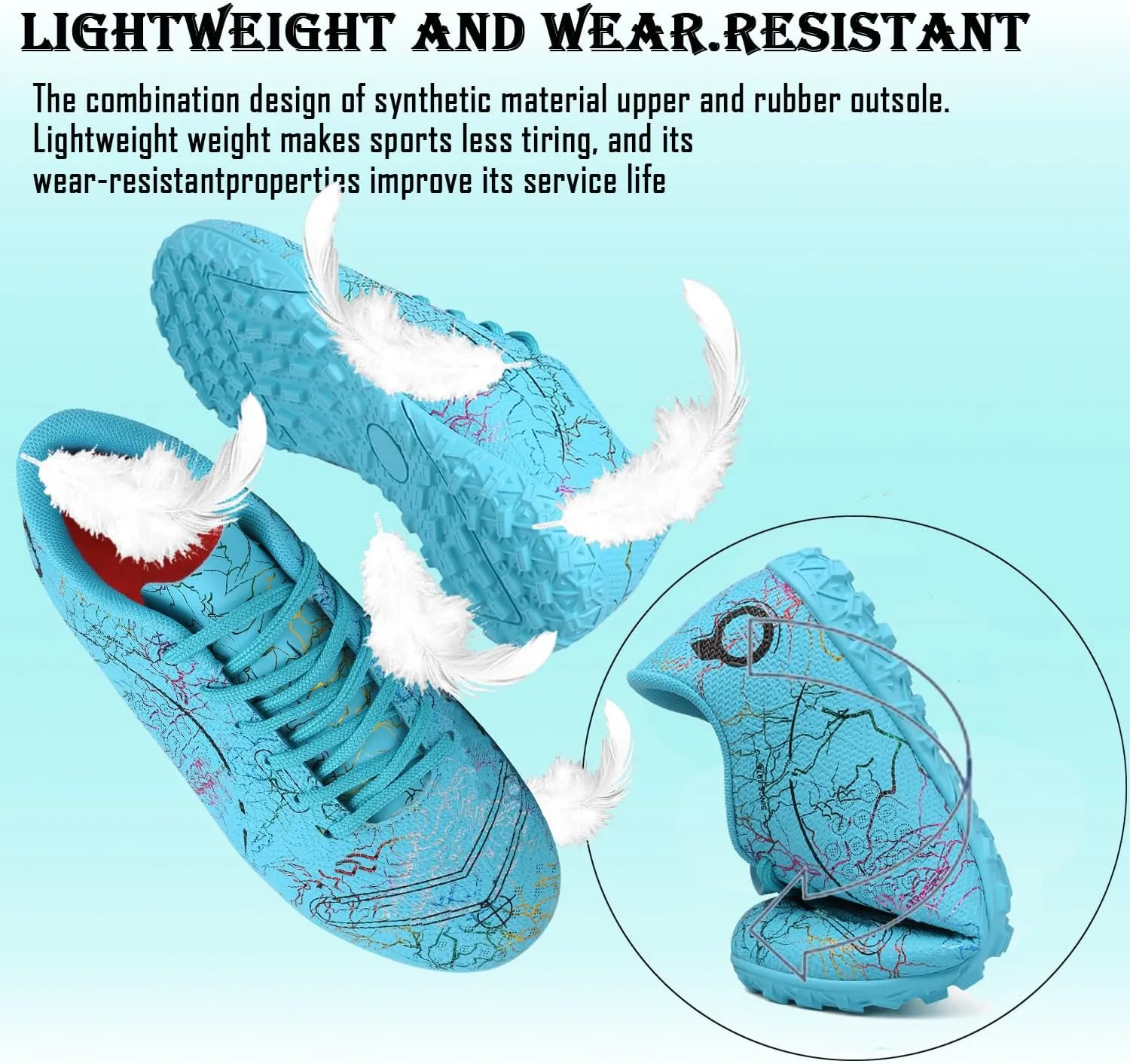 Kids Soccer Boys Girls Turf Soccer Shoes Indoor Outdoor Soccer Youth Trainning Shoes Breathable Casual Athletic Football Shoes