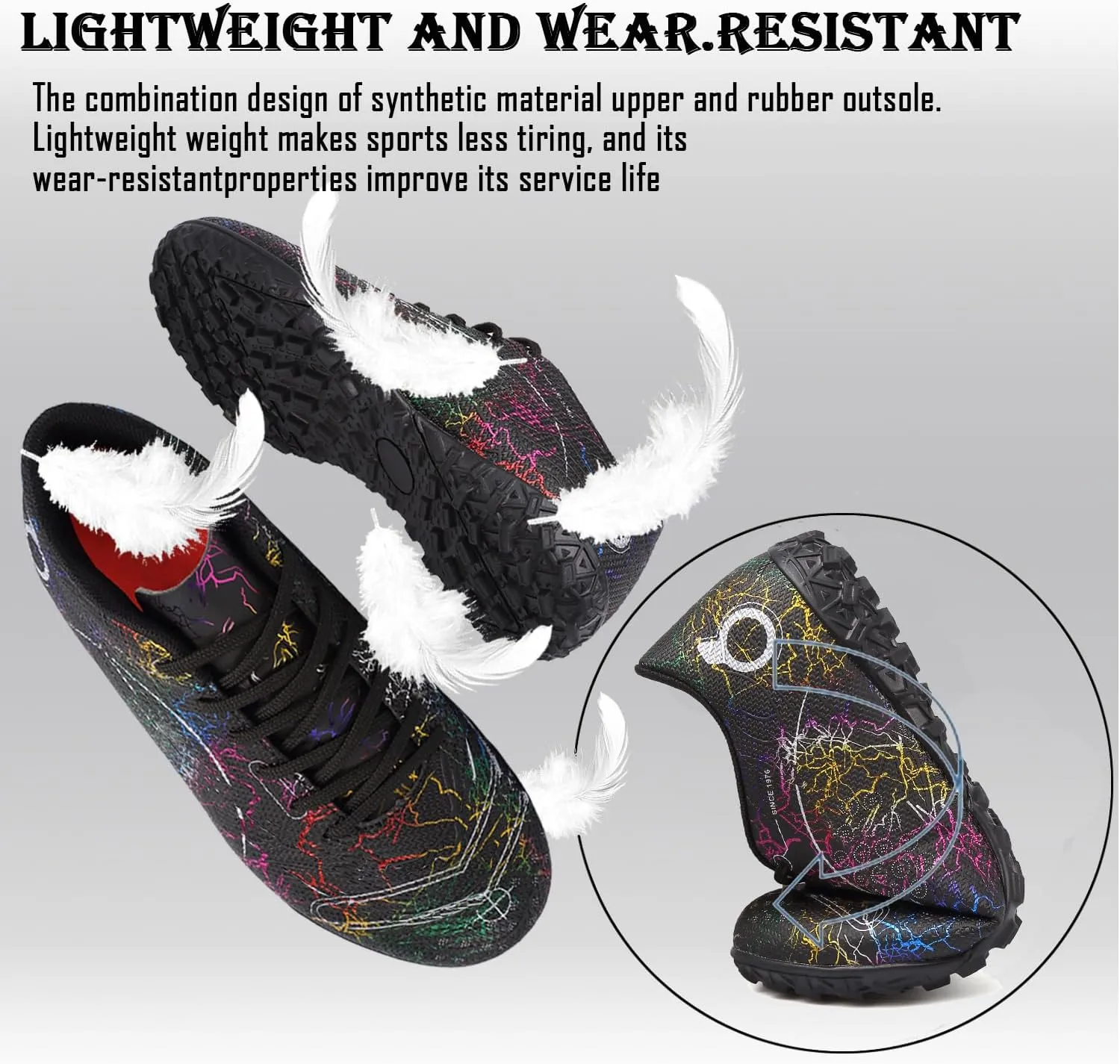 Kids Soccer Boys Girls Turf Soccer Shoes Indoor Outdoor Soccer Youth Trainning Shoes Breathable Casual Athletic Football Shoes