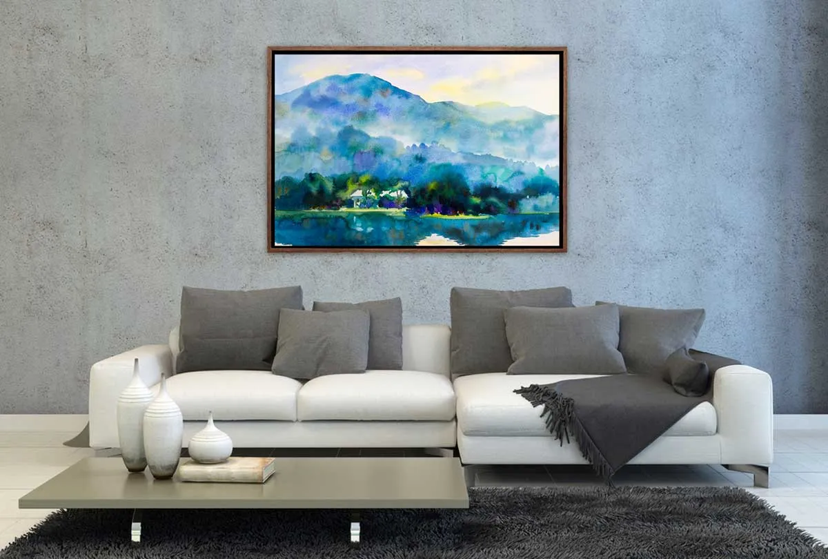 Lake & Mountain Abstract Landscape | Canvas Wall Art Print