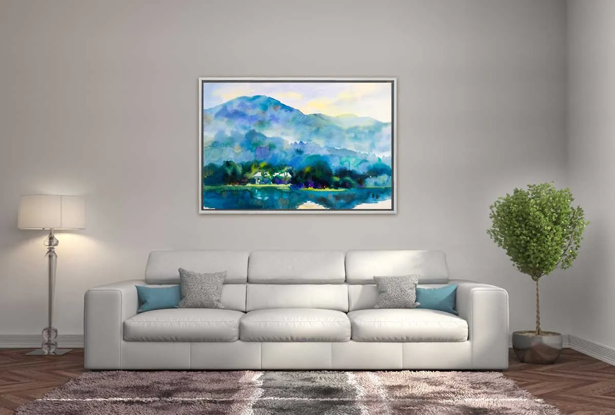 Lake & Mountain Abstract Landscape | Canvas Wall Art Print