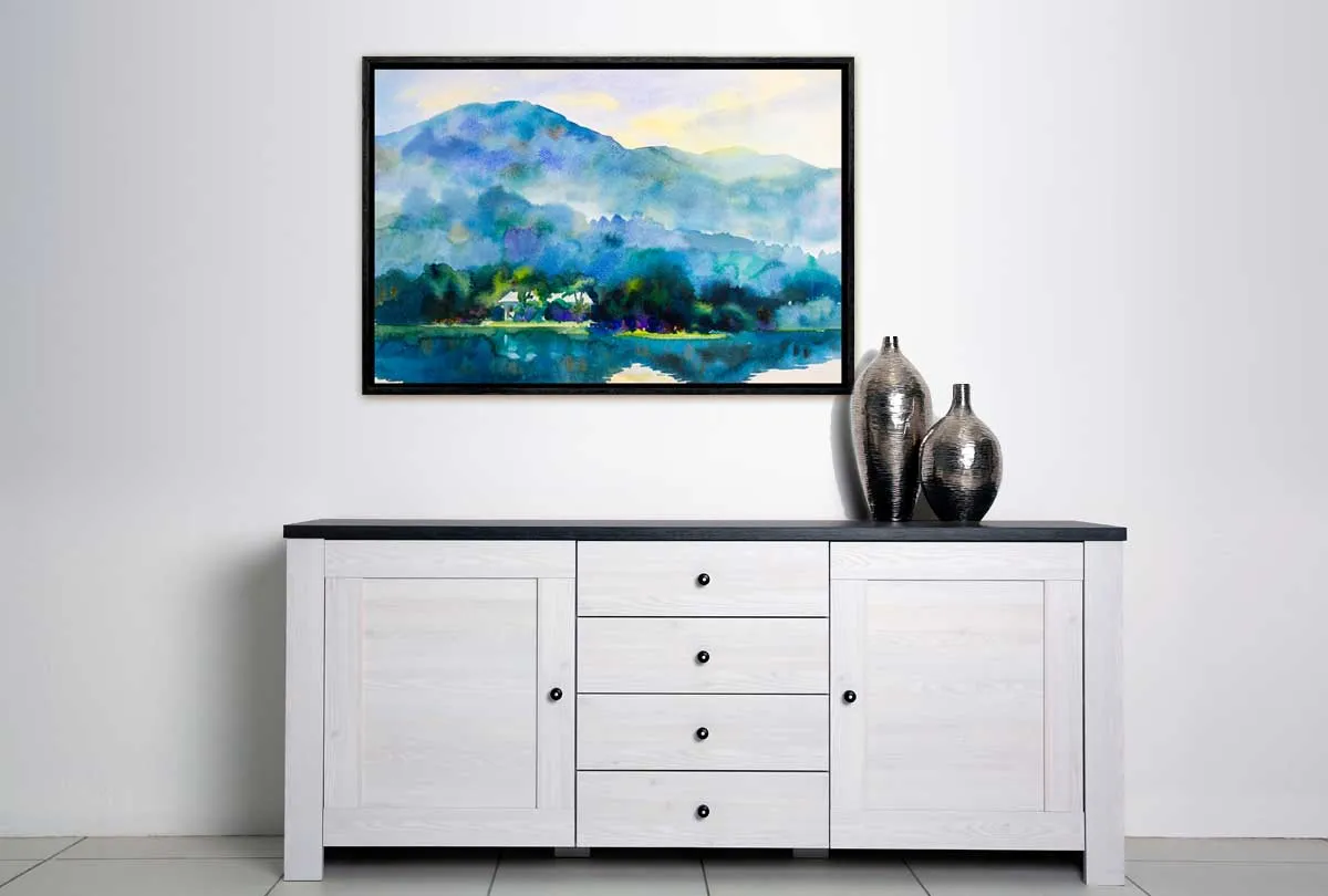 Lake & Mountain Abstract Landscape | Canvas Wall Art Print