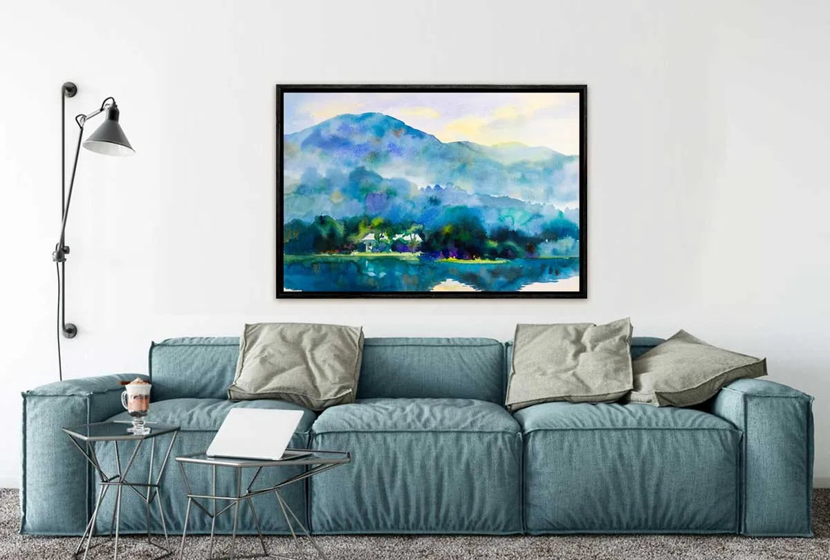 Lake & Mountain Abstract Landscape | Canvas Wall Art Print