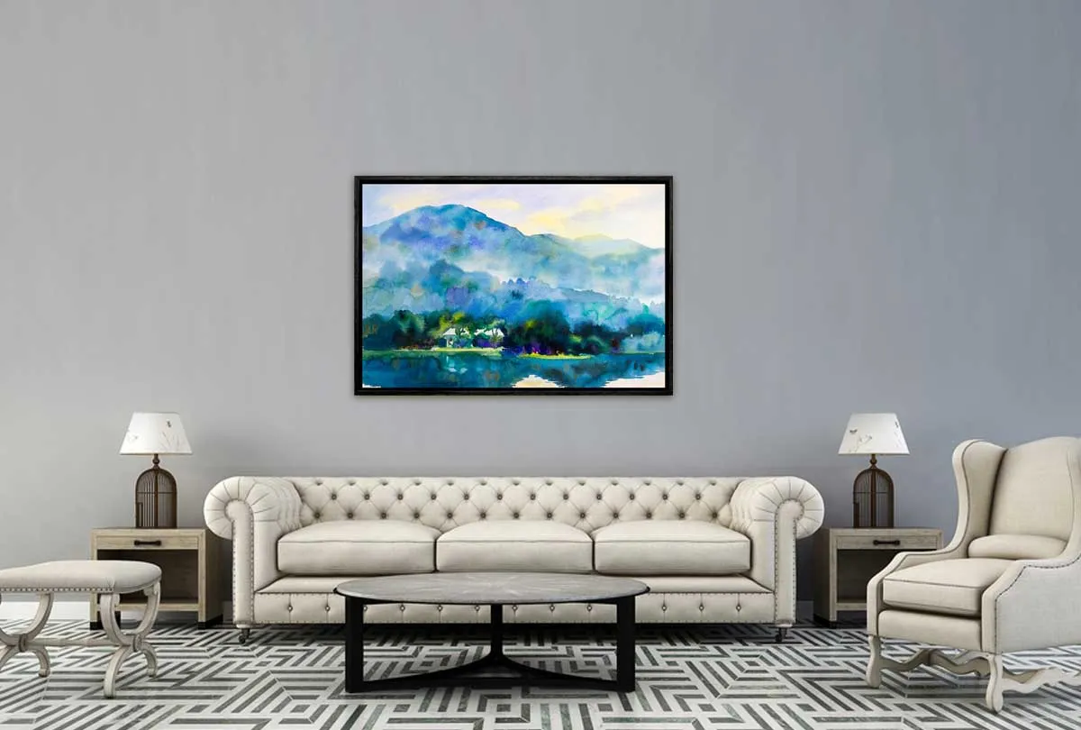 Lake & Mountain Abstract Landscape | Canvas Wall Art Print